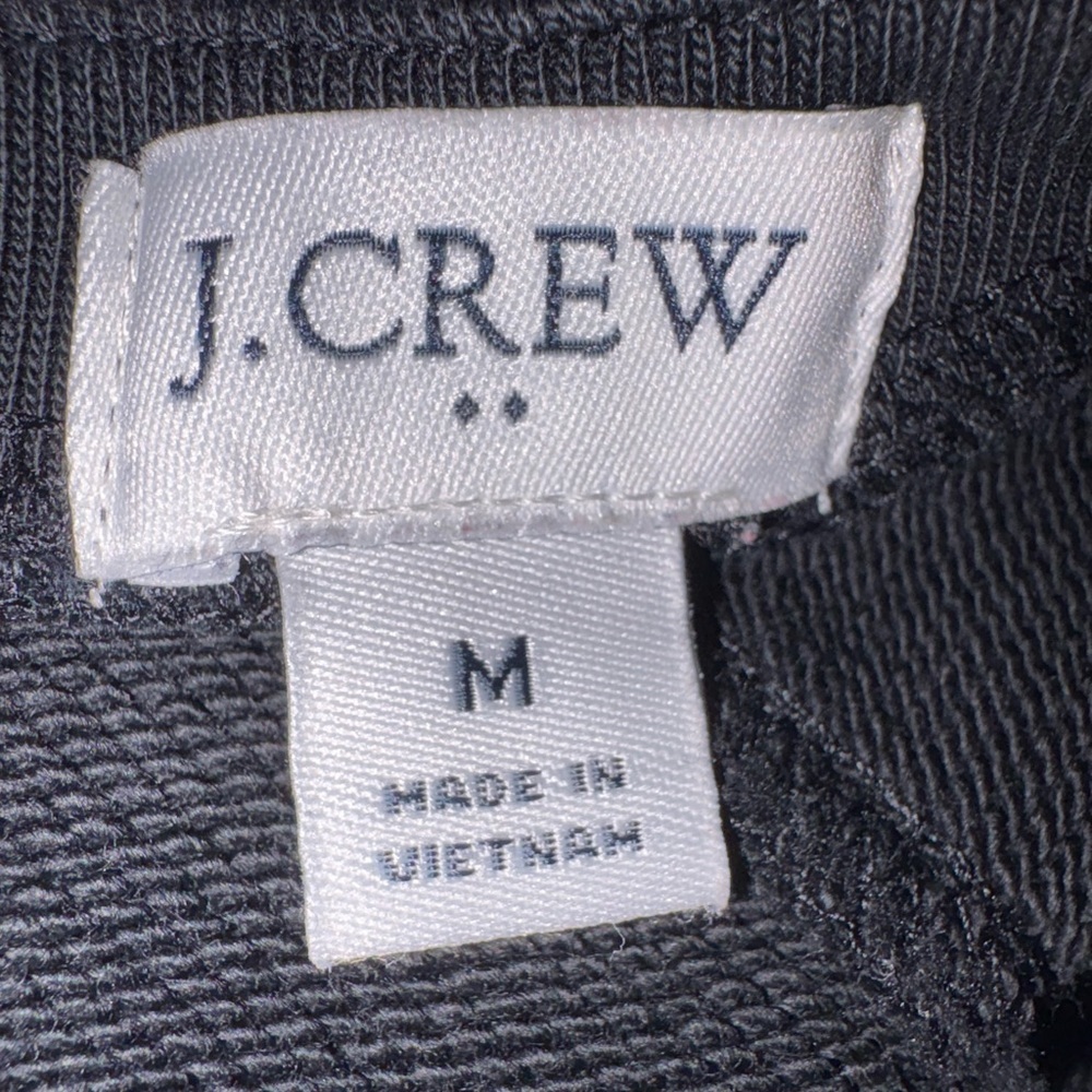 J.Crew Black Crewneck Sweatshirt Leopard Trim 100% Cotton Size M Basics Cozy - Picture 7 of 9